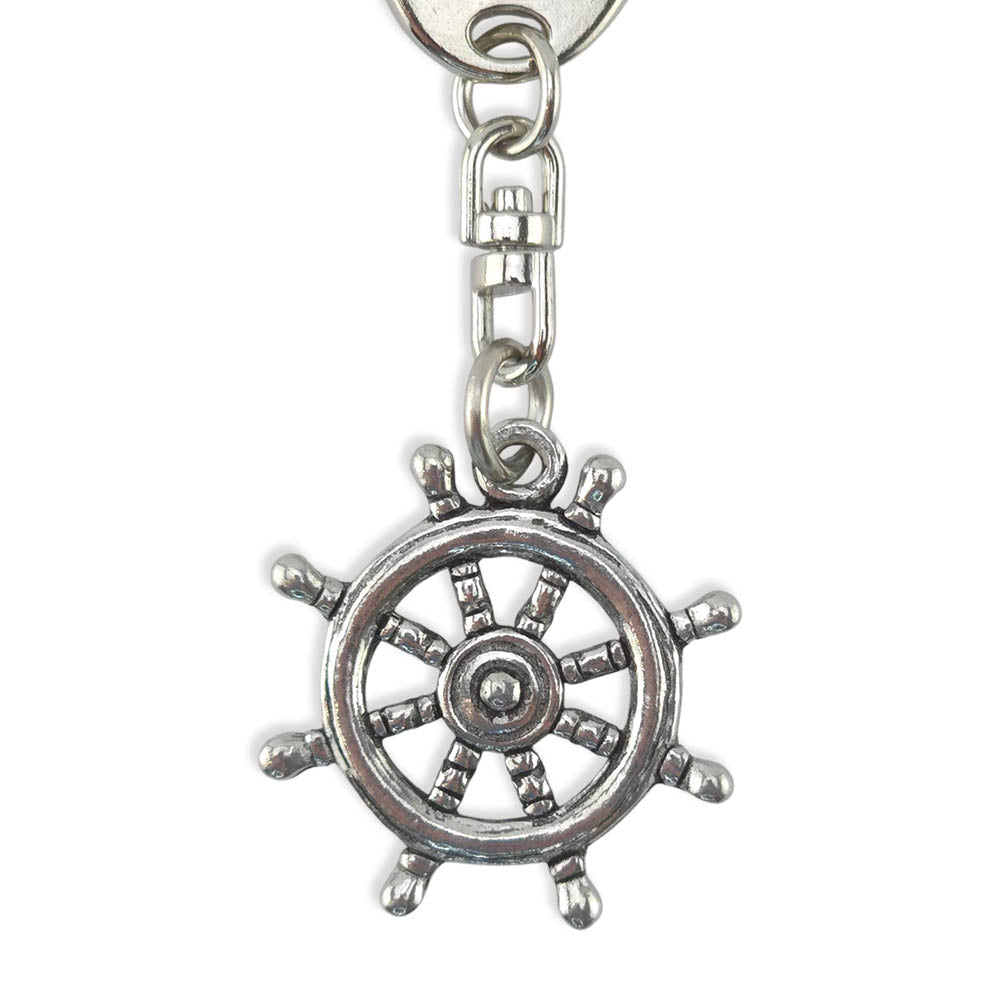 Ship or Boat Wheel | English Pewter 3D Keyring | Little Gift | Cracker Filler