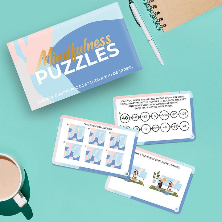 Mindfulness Brain Training Puzzles | Chunky Pack of 100 Cards | Calming Gift Idea