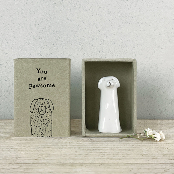 You are Pawsome | Ceramic Dog in a Matchbox | Cracker Filler | Little Gift