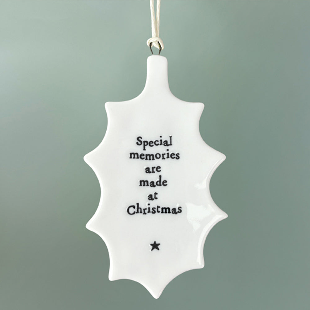 Christmas Special Memories | Flat Porcelain Holly Ornament | Cracker Filler Gift