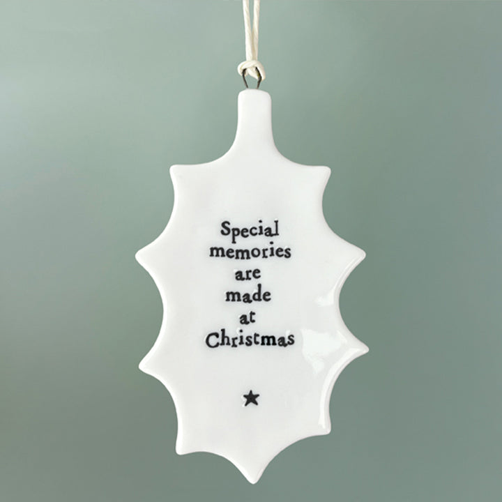 Christmas Special Memories | Flat Porcelain Holly Ornament | Cracker Filler Gift