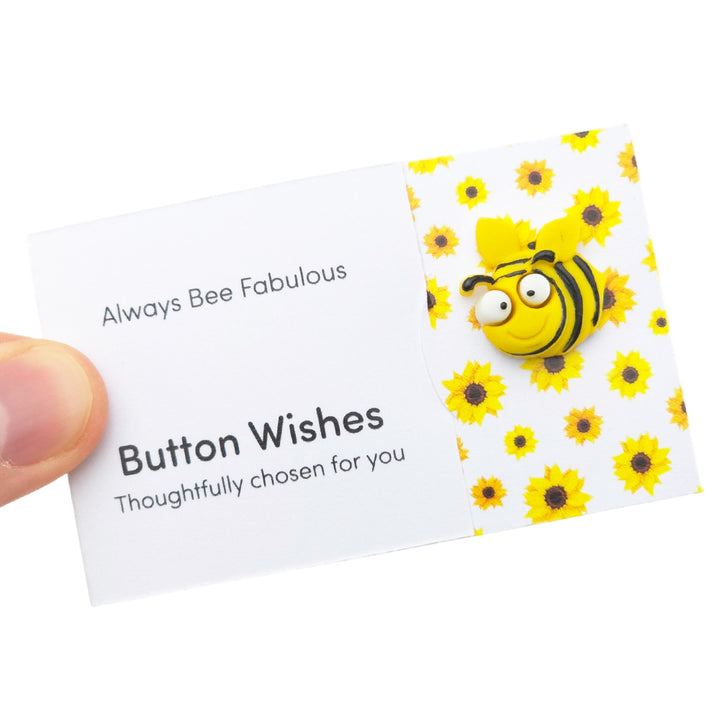 Always Bee Fabulous | Button Wishes Sew On Token | Little Gift | Cracker Filler