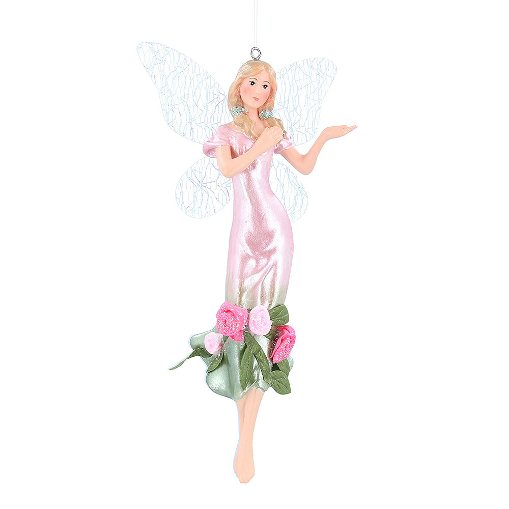 Beautiful Pink Rose Fairy | Hanging Christmas Ornament | Tree Decoration