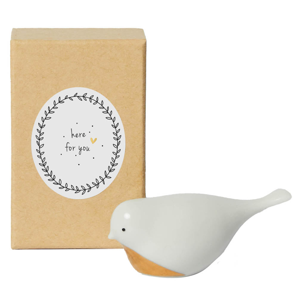 Here For You | Boxed Porcelain Robin | Mini Gift | Cracker Filler