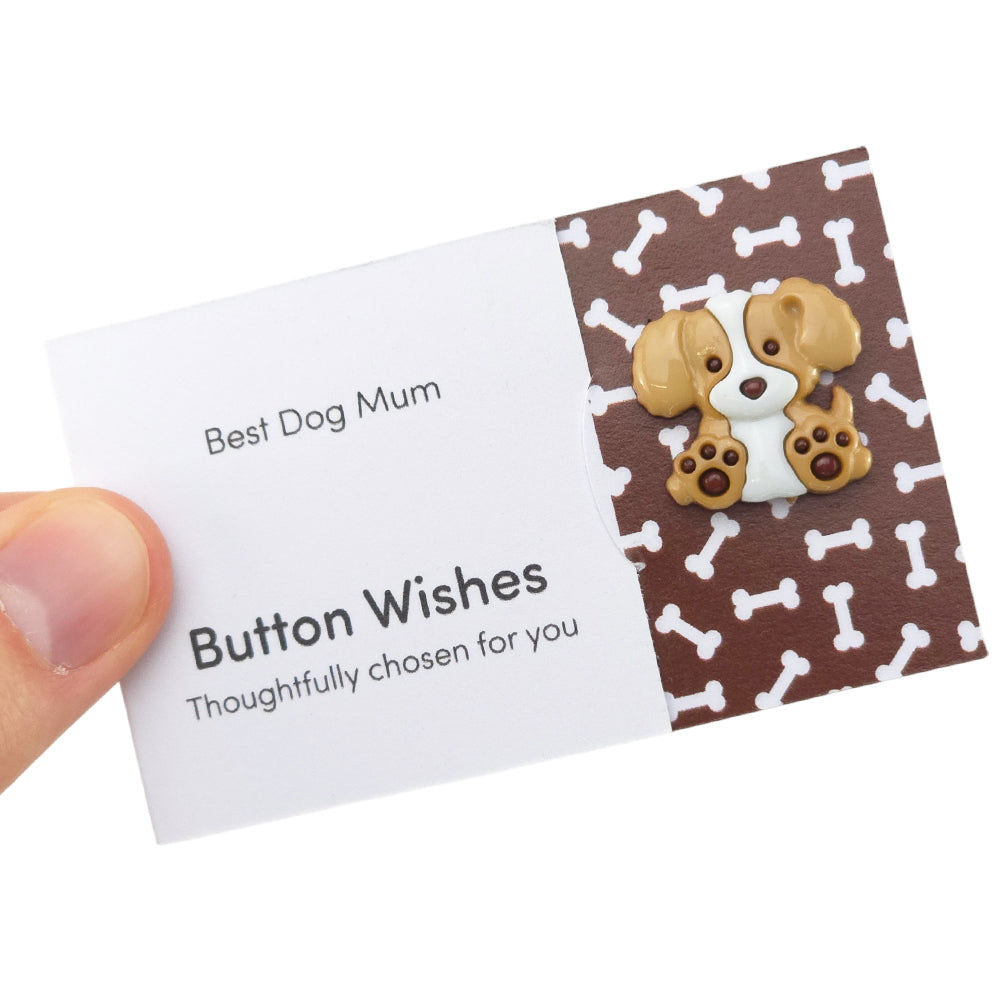 Best Dog Mum | Button Wishes Sew On Token | Little Gift | Cracker Filler