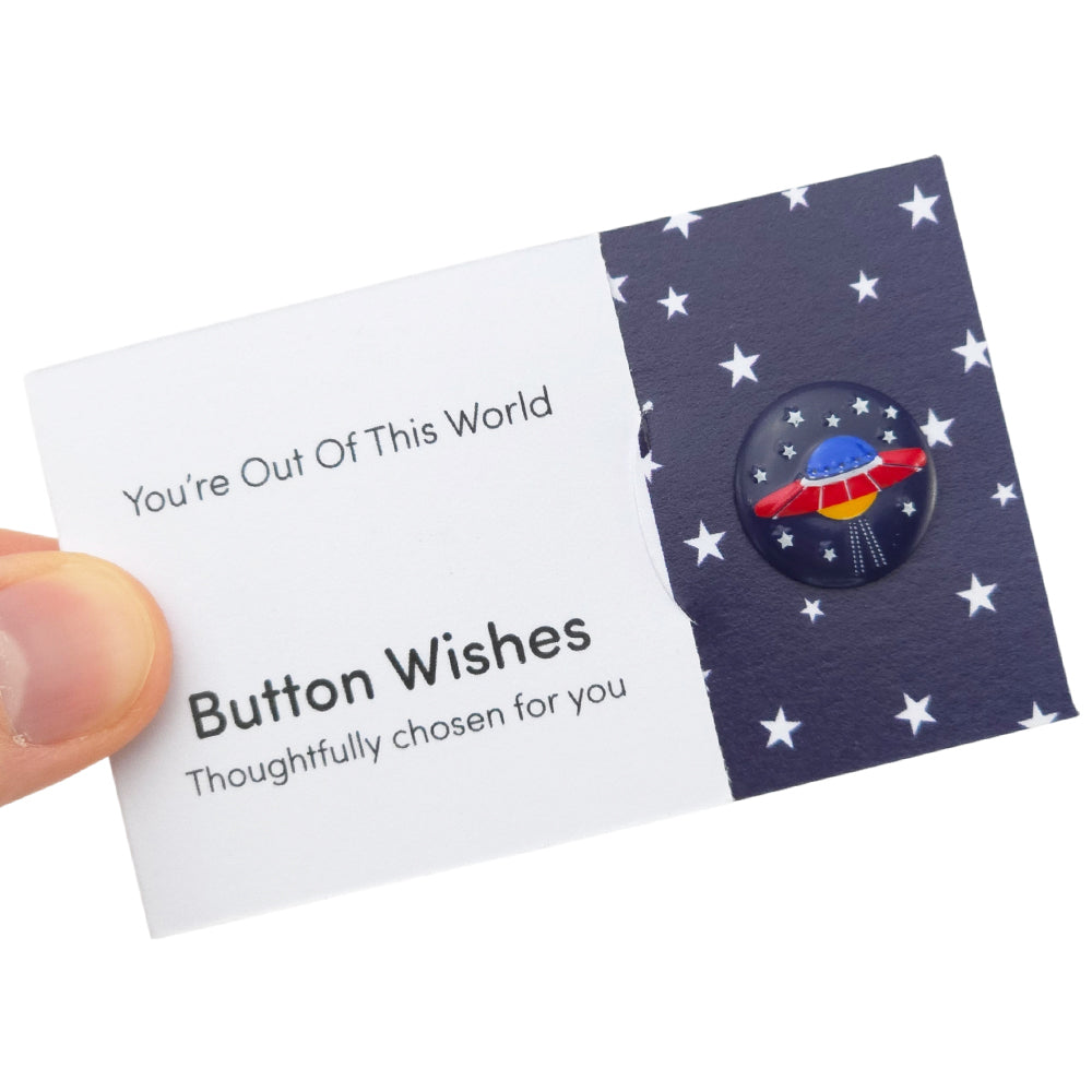 You're Out Of This World | Button Wishes Sew On Token | Mini Cracker Filler Gift