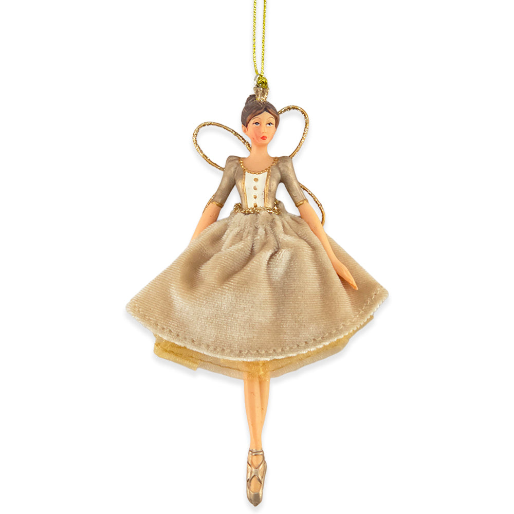 Matt Gold Christmas Fairy | Hanging Tree Decoration | 14cm | Gisela Graham
