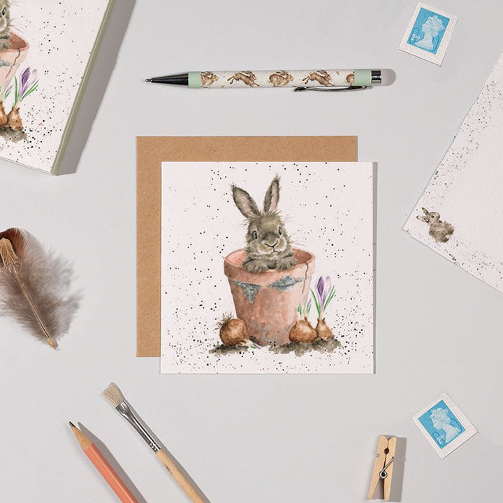 Flowerpot Bunny Notelet Set | 12 Cards and Envelopes | Wrendale Designs