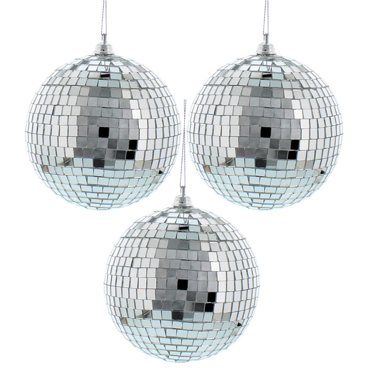 8cm Mirror Balls | Pack of 3 | Christmas Tree Decoration Bauble | Glitter Balls