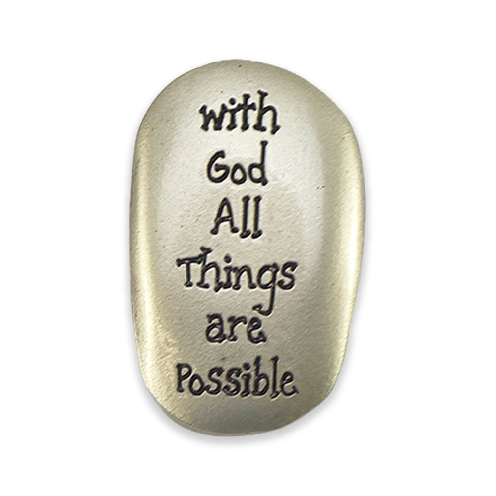 With God | Christian Faith Thumb Stone | Pocket Token | Cracker Filler Gift