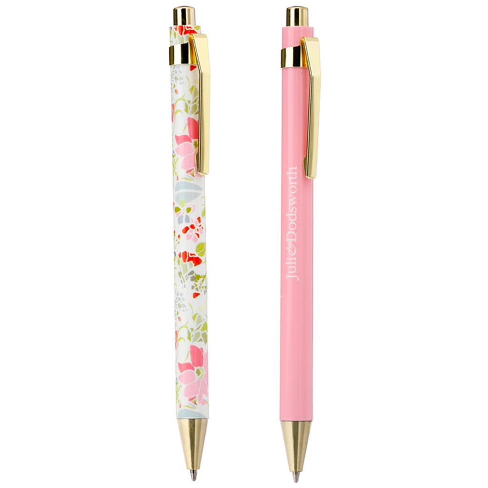 Pretty Pink Floral Pens | Twin Pen Set | Julie Dodsworth | Boxed Gift for Ladies