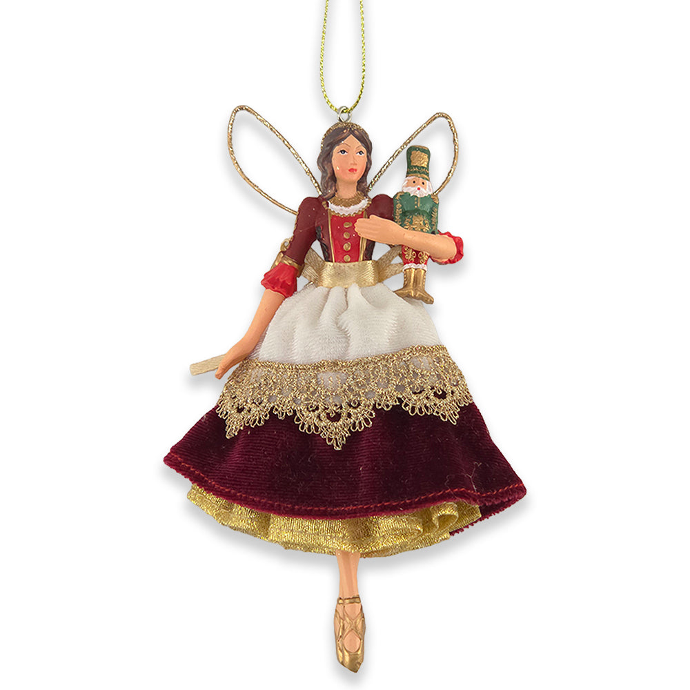 Rich Red Christmas Nutcracker Fairy | Tree Decoration | 14cm | Gisela Graham