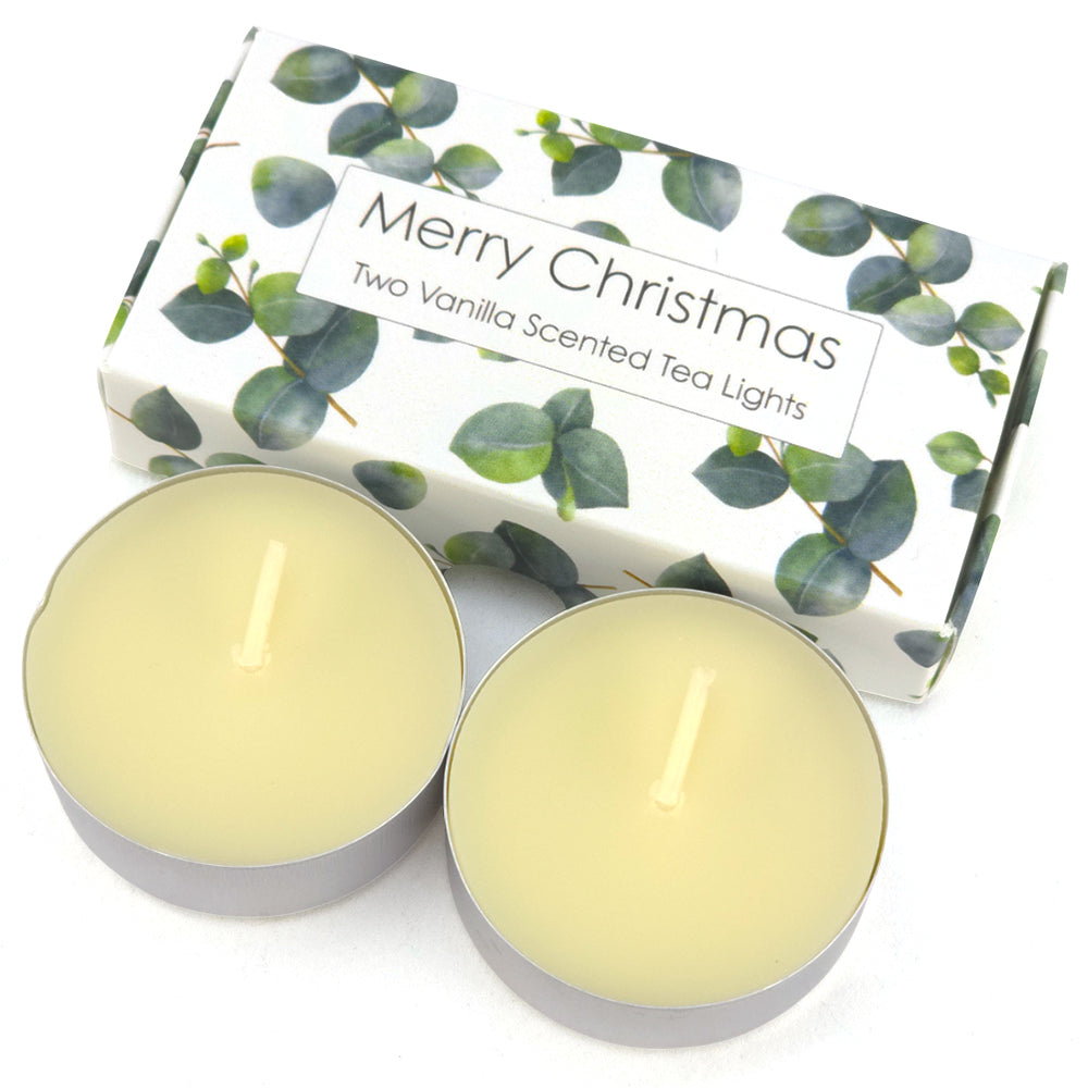 Vanilla Tealight Candles | Watercolour Eucalyptus | Mini Gift | Cracker Filler