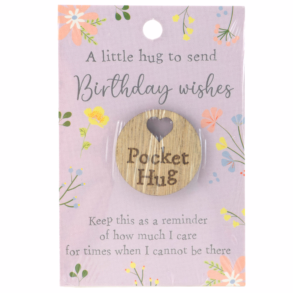 BIRTHDAY WISHES | Wooden Pocket Hug on Card | Mini Gift | Cracker Filler
