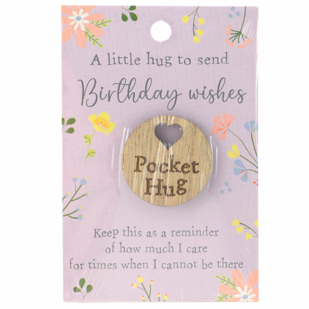 BIRTHDAY WISHES | Wooden Pocket Hug on Card | Little Gift | Cracker Filler