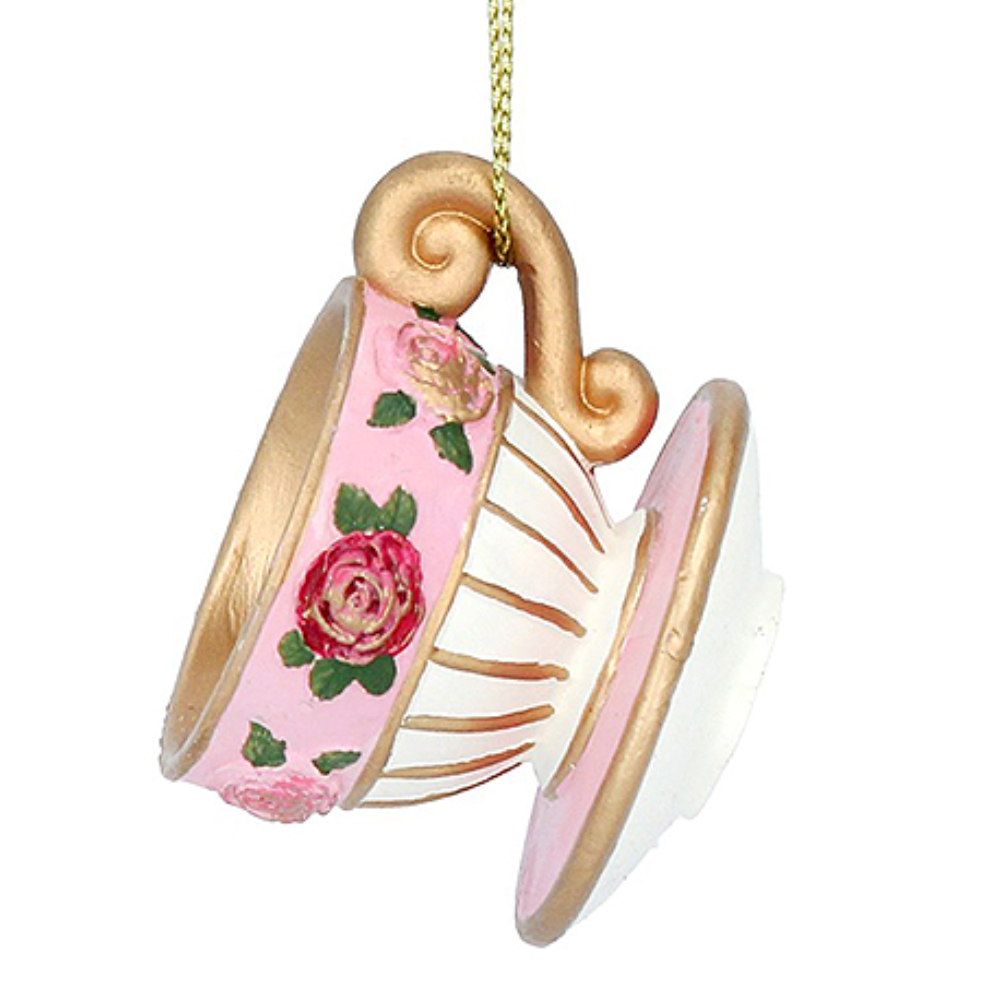 Pink | Afternoon Tea Cup & Saucer Hanging Ornament | Christmas Decoration