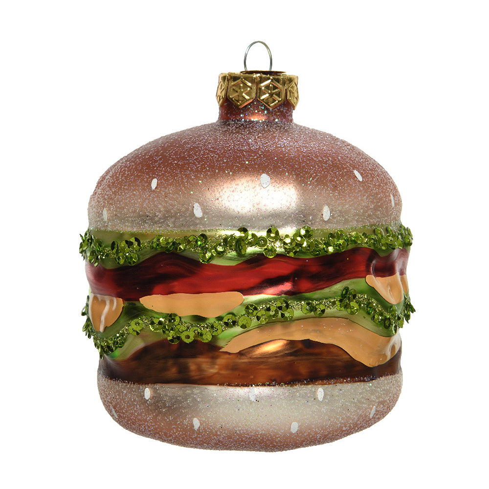 Large Novelty Beefburger Christmas Tree Ornament | Glass Bauble