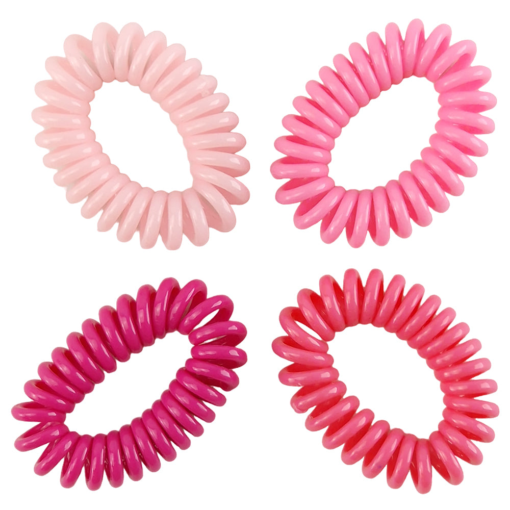 Shades of Pink | 4 Spiral Hair Ties | Little Gift | Cracker Filler