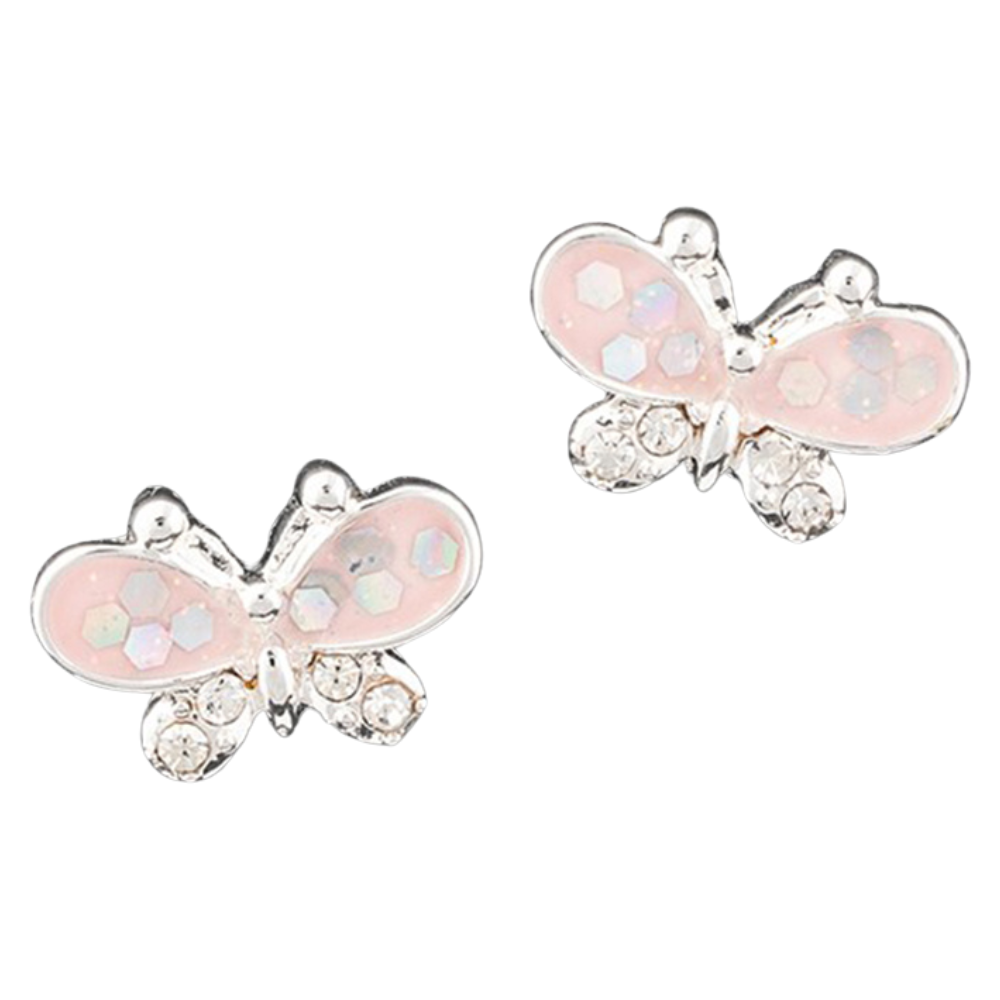 Pretty Pink Butterfly Stud Earrings for Girls | Boxed Jewellery Gift