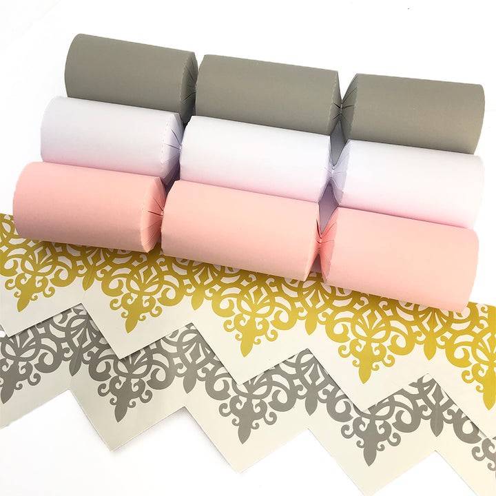 Grey &amp; Pink Tones | Craft Kit to Make 12 Crackers | Recyclable | Cracker Making