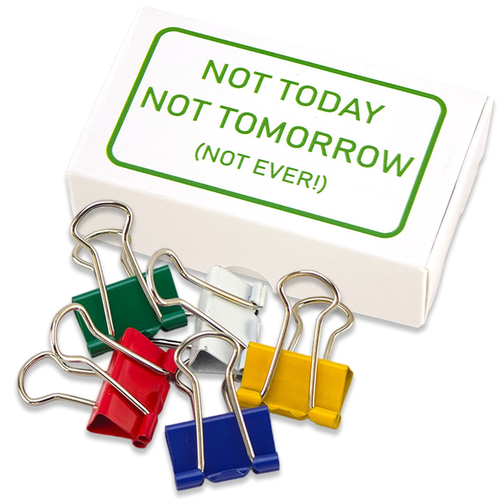 Not Today, Tomorrow or EVER! | Mini Box of Bulldog Clips | Office Banter Gift