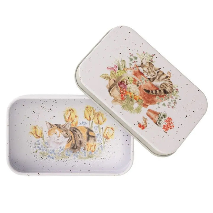 The Garden Cat | 9cm Wrendale Lidded Tin | Cracker Filler | Little Gift