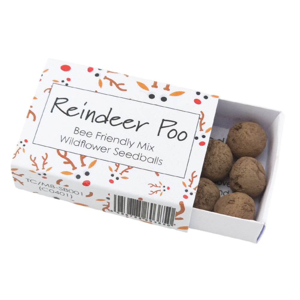 Reindeer Poos | 6 Seedball Matchbox | Bee Mix | Cracker Filler | Little Gift