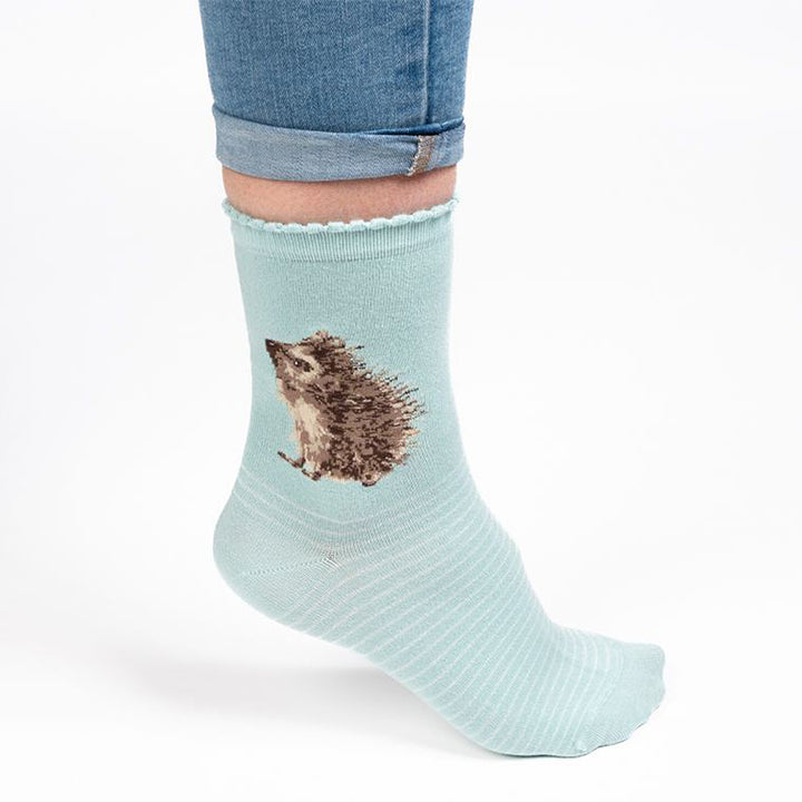 Hedgehog Hedgehugs | Ladies Supersoft Bamboo Socks | One Size | Wrendale Designs