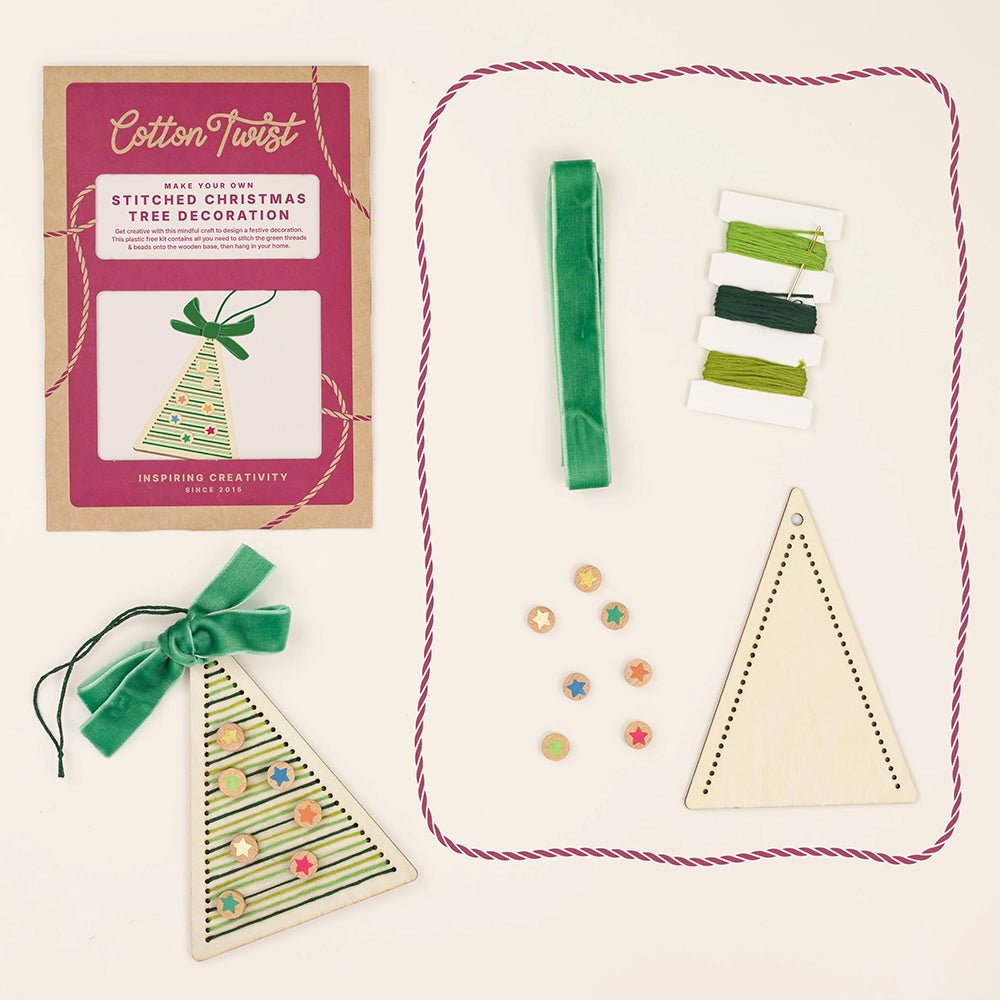 Stitched Christmas Tree Decoration | Complete Sustainable Craft Kit for Kids