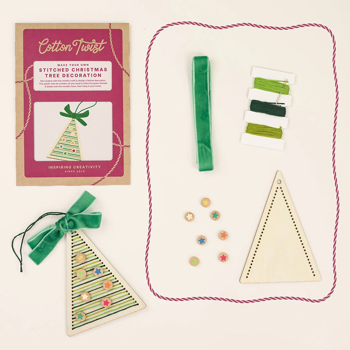 Stitched Christmas Tree Decoration | Complete Sustainable Craft Kit for Kids