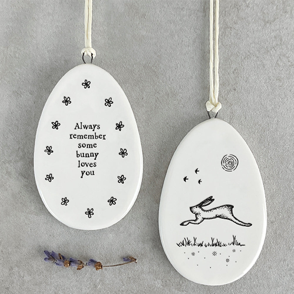 Some Bunny Loves You | Flat Porcelain Egg Ornament Hanger | Cracker Filler