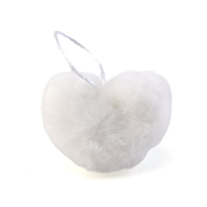 Hanging Faux Fur Pom Pom Heart | 6cm Wide | Little Gift | Cracker Filler