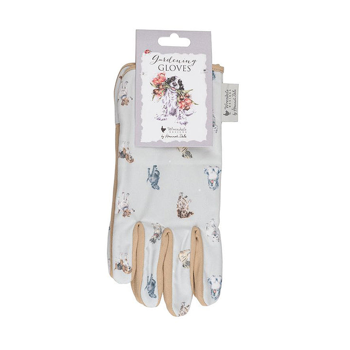 Dog Friends Fabric Gardening Gloves | One Size | Wrendale Designs