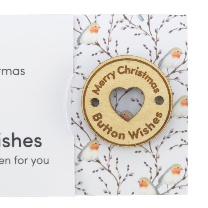Willow & Robin | Button Wishes | Merry Christmas Sew On Token | Cracker Filler