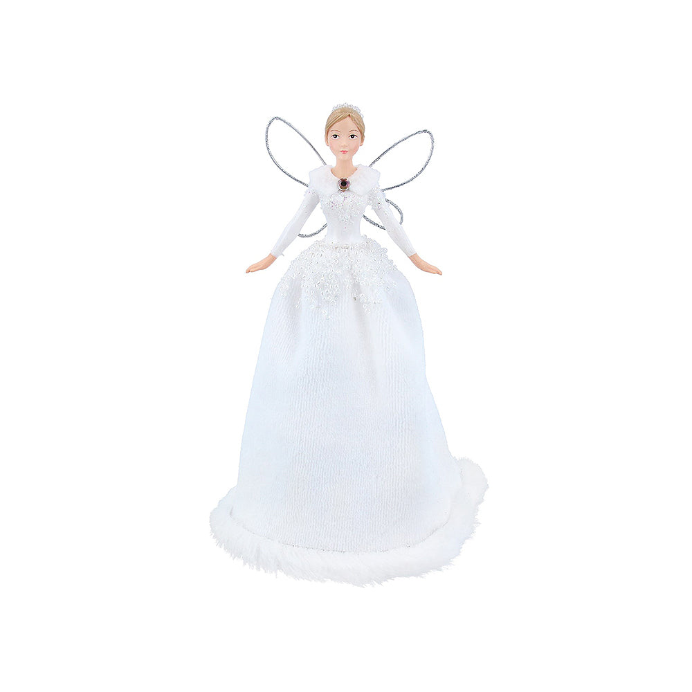 White Snowball Fairy | Gisela Graham Christmas Tree Topper | 20cm Tall
