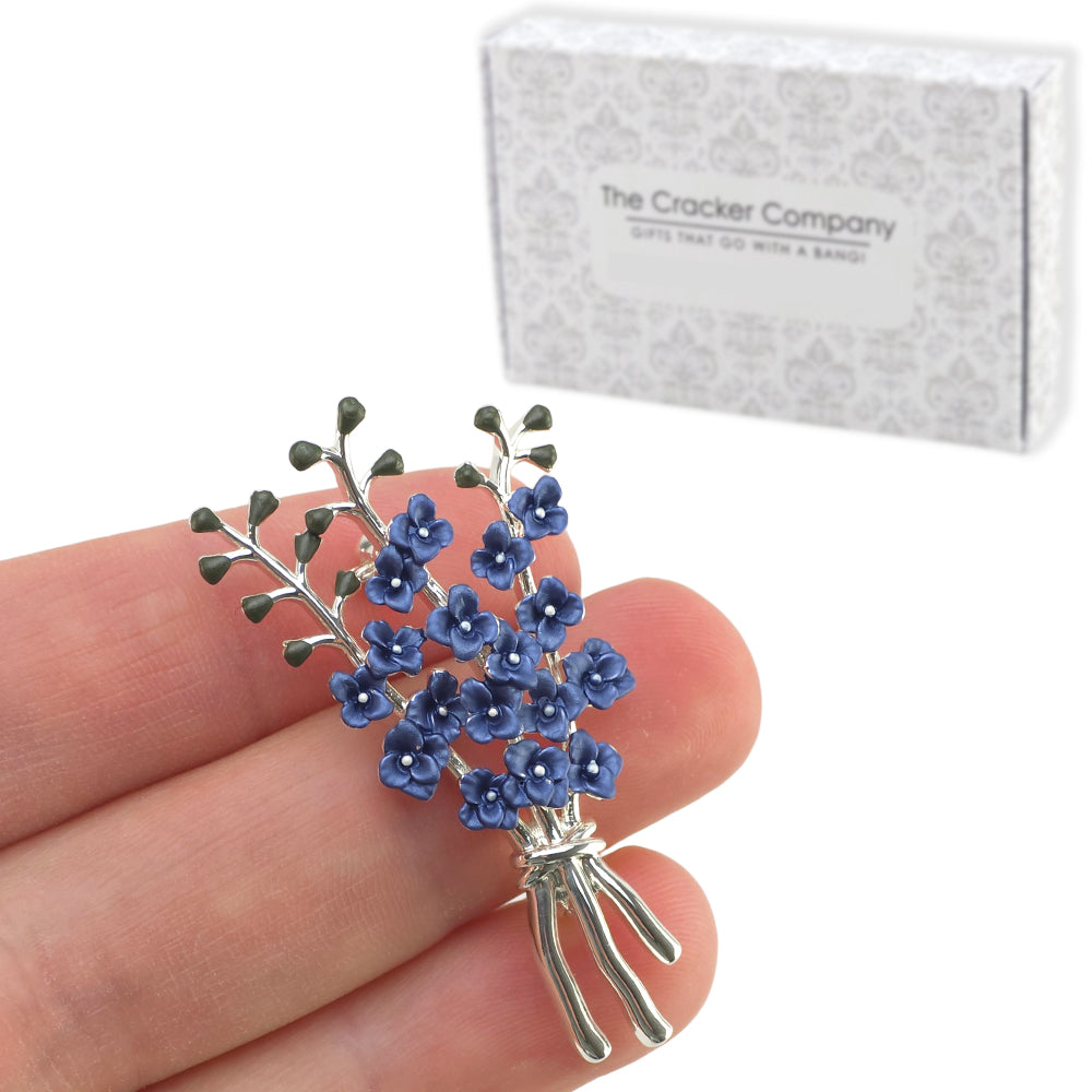 Delphinium Silver Plated Flower Brooch | 5cm Tall | Little Gift for Ladies | Cracker Filler