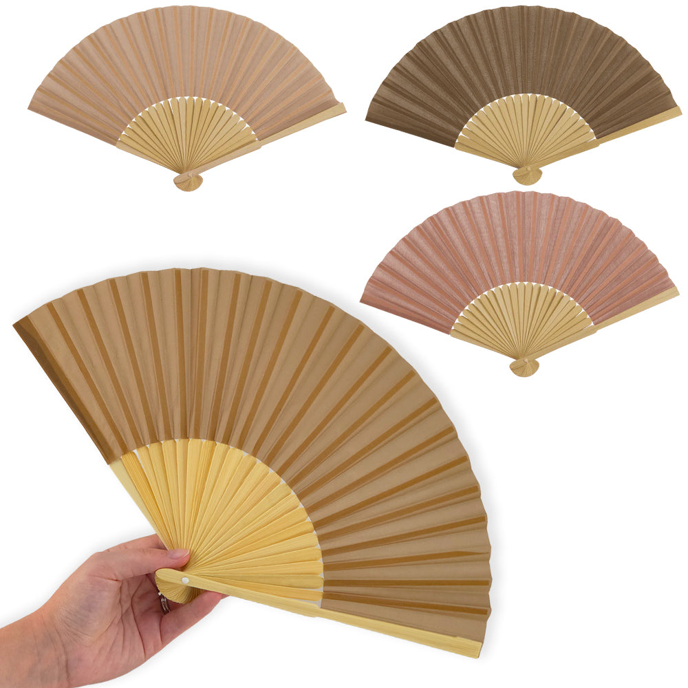 Bamboo & Natural Colour Fabric Fan | Single | 21cm Long | Little Gift