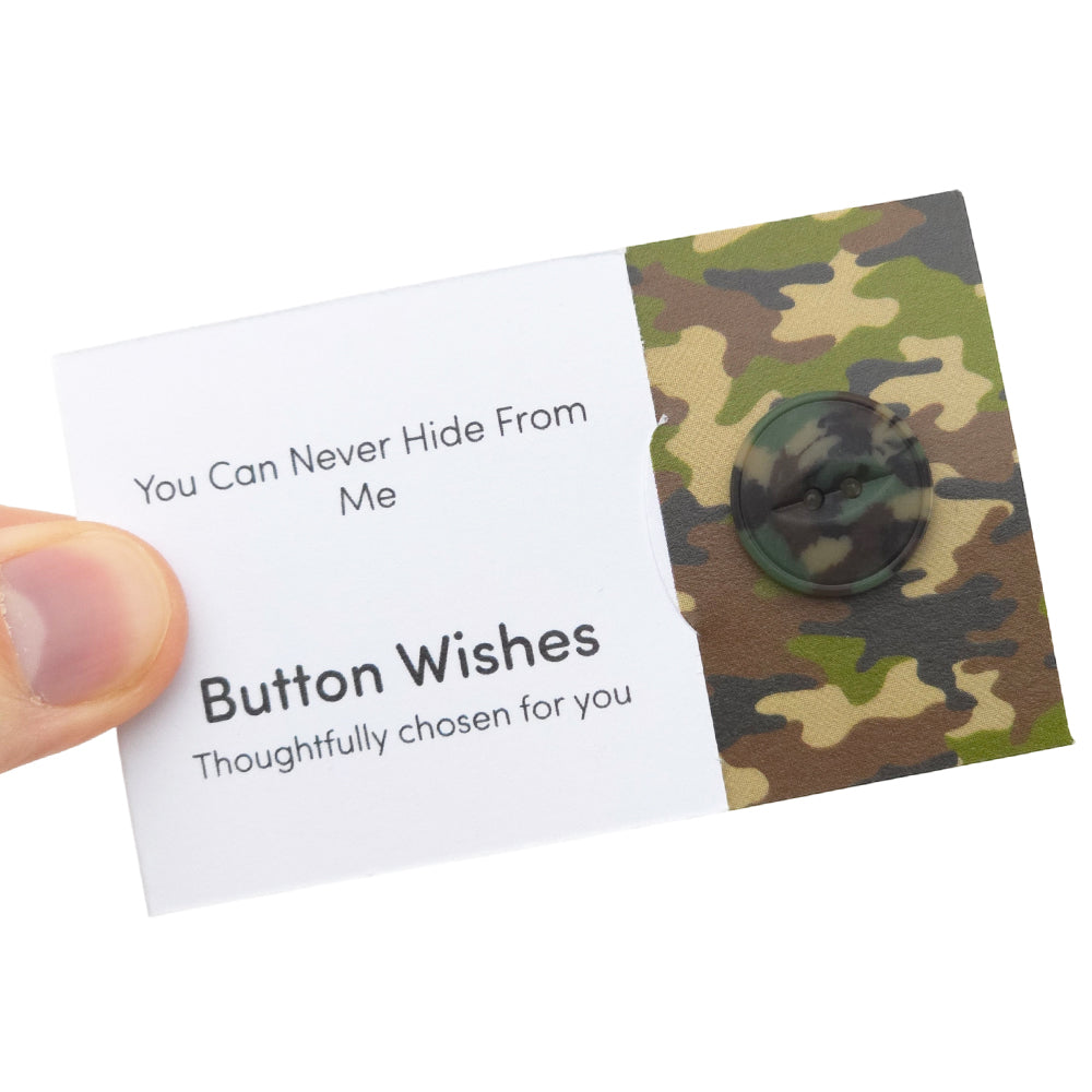 You Can Never Hide From Me | Button Wishes Sew On Token | Mini Cracker Filler