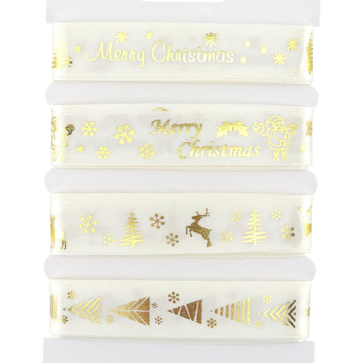 Christmas Ribbon Set | 15mm Wide | 4 Designs, Each 2m Long