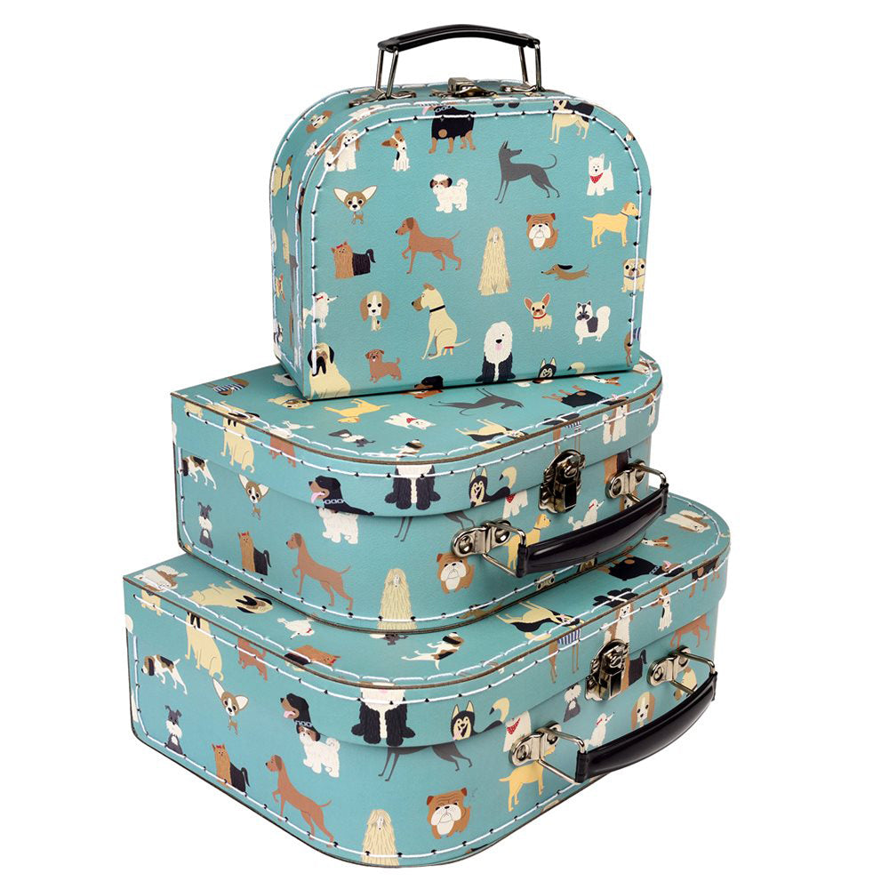 Best in Show Dog Design Mini Stacking Suitcase Storage Boxes - Set of 3