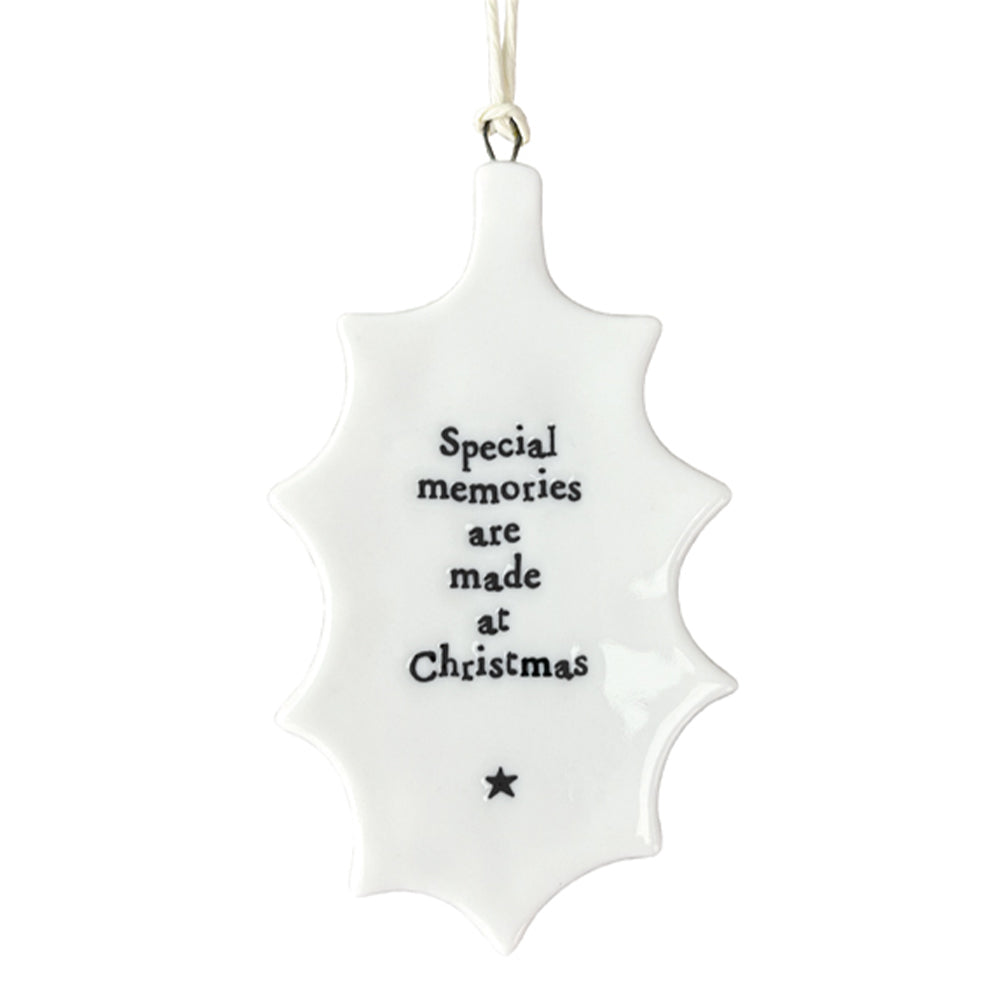 Christmas Special Memories | Flat Porcelain Holly Ornament | Cracker Filler Gift