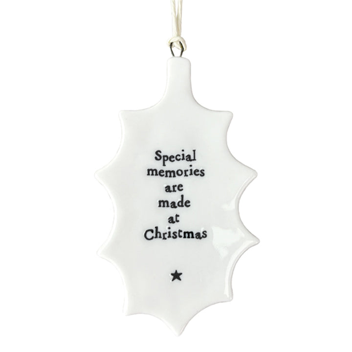 Christmas Special Memories | Flat Porcelain Holly Ornament | Cracker Filler Gift