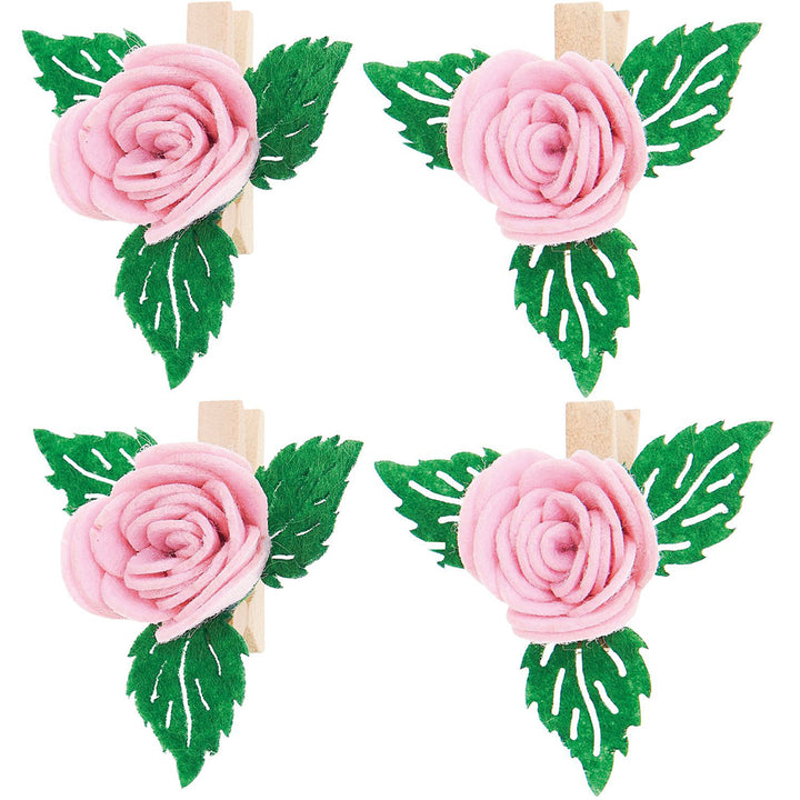 Felt Rose Bud Pegs | Set of 4 | Note Holders | Little Gift Idea