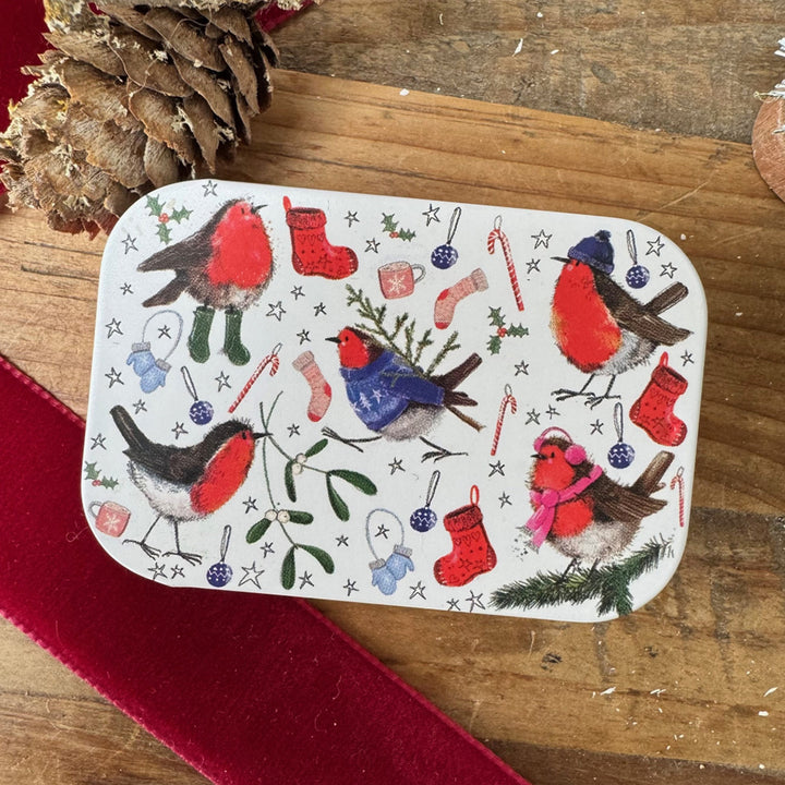 Christmas Robins | Little Slide Shut Tin to Fill | Cracker Filler Gift