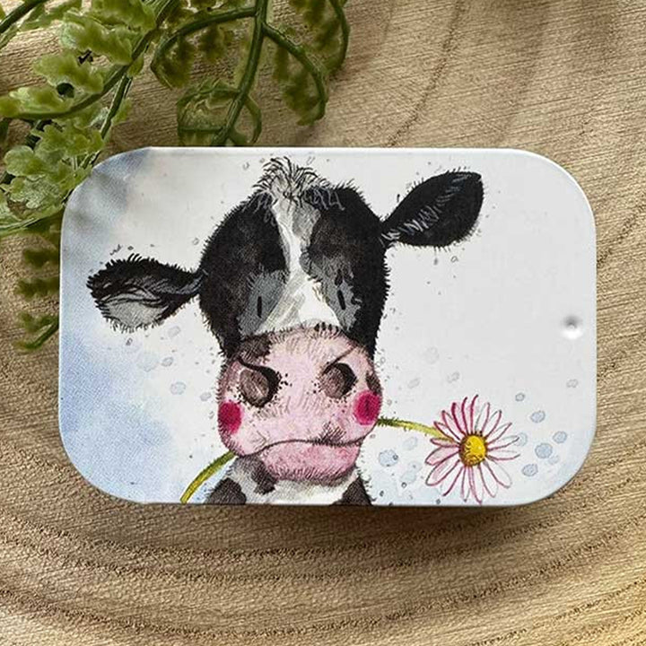 Daisy Sunshine Cow | Little Slide Shut Tin to Fill | Mini Gift | Cracker Filler