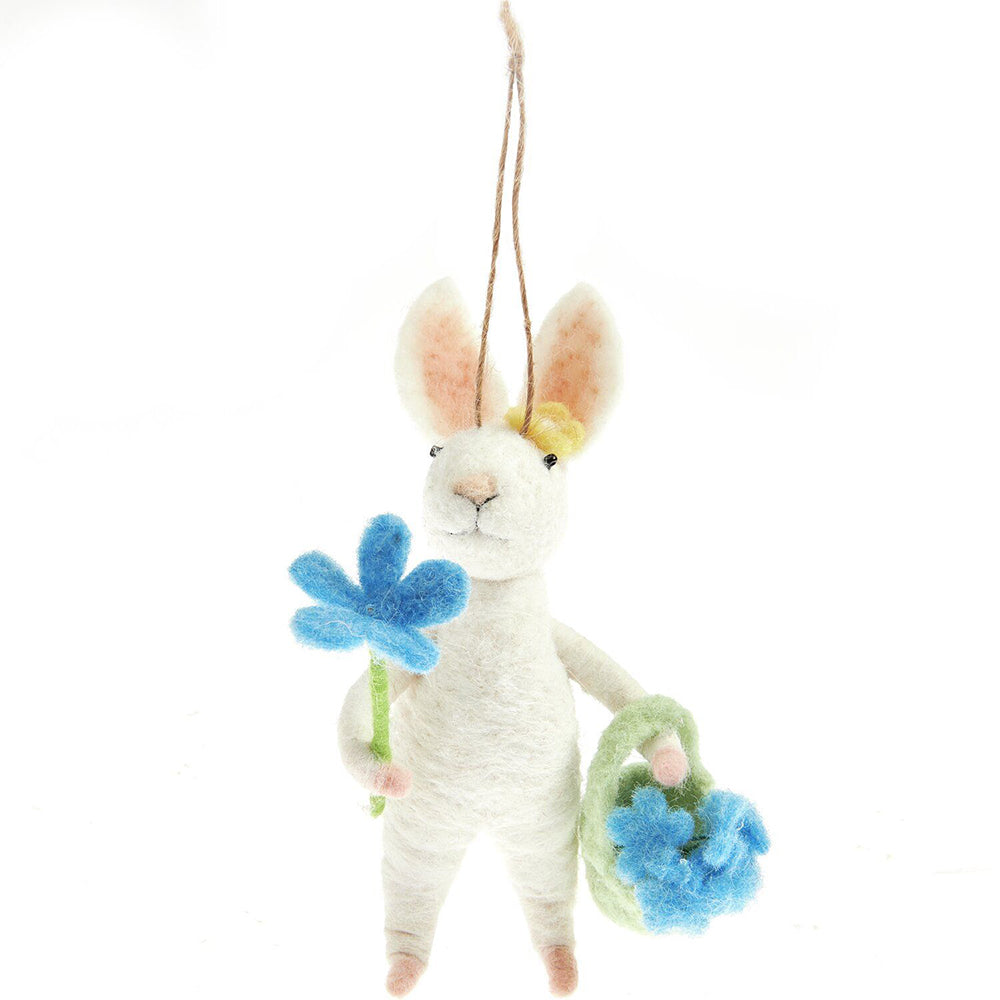 Forget Me Not Easter Bunny | Hanging Spring & Easter Felt Ornament | 15cm Tall