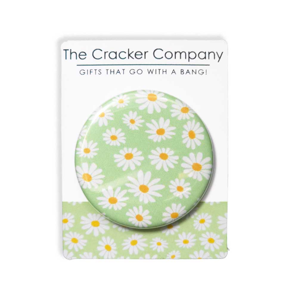 Daisy on a Green Background | 38mm Button Pin Badge | Little Gift | Cracker Filler