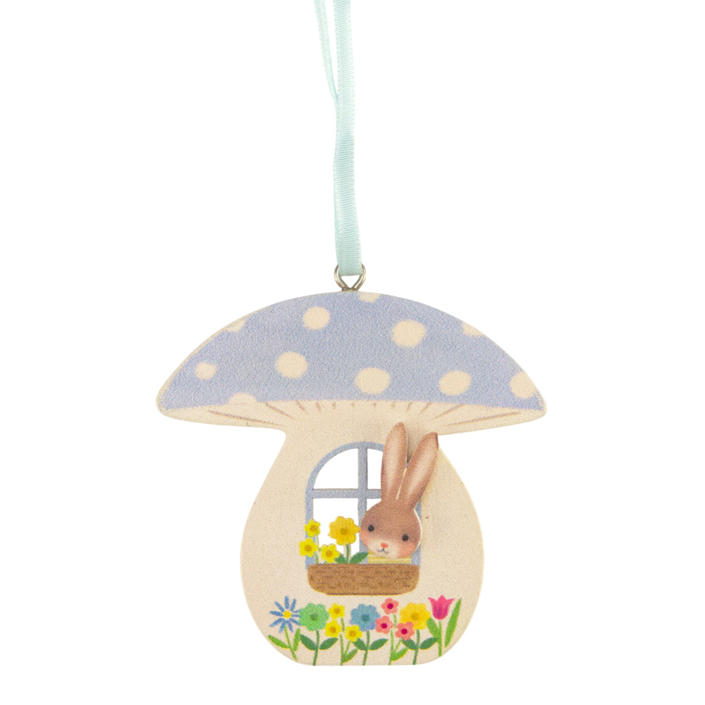 Toadstool Bunny House | Wooden Easter Tree Decoration | Gisela Graham