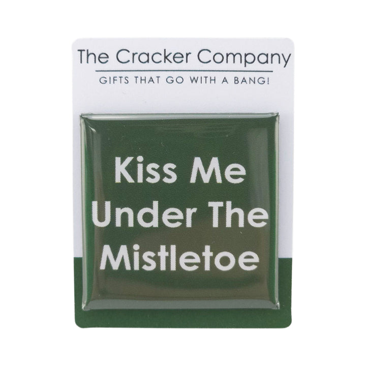 Kiss Me Under The Mistletoe | 38mm Square Pin Badge | Little Gift | Cracker Filler