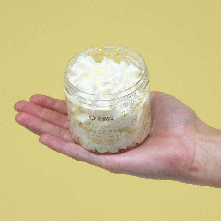 Monkey F4rts Whipped Soap | Banana Scented | Pale Yellow | 120g